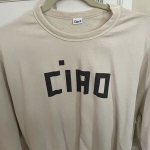 Clare V. Black and cream ‘CIAO' Sweatshirt